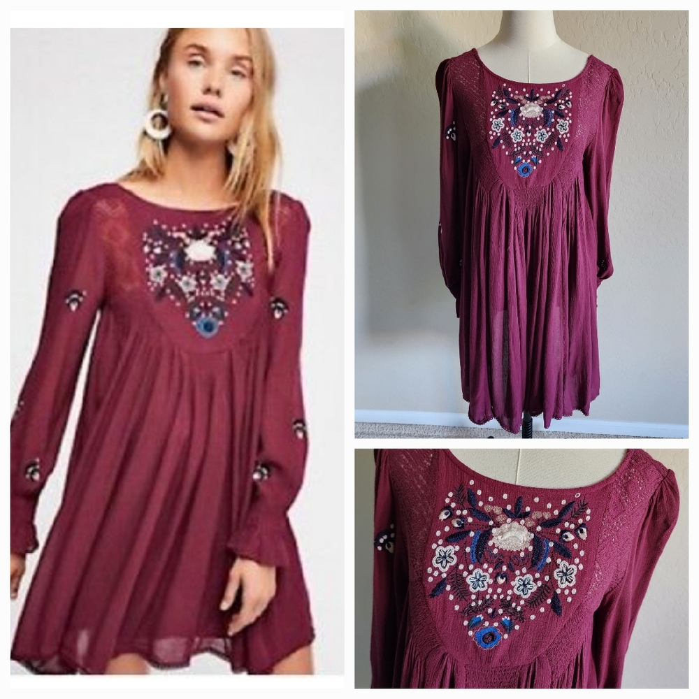Free People Mohave Embroidered Woven Mini Dress XS